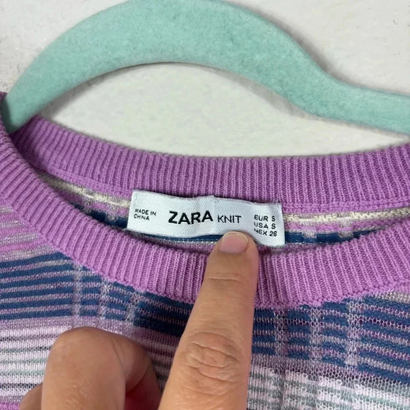 🎈4 LISTINGS FOR $20 Zara Knit Sheer Top in purple blue pink size S - Picture 4 of 9